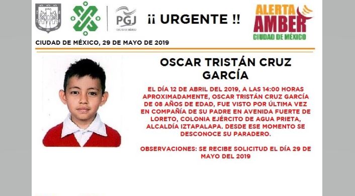 Alerta Amber: Ayuda a localizar a Oscar Tristán Cruz García