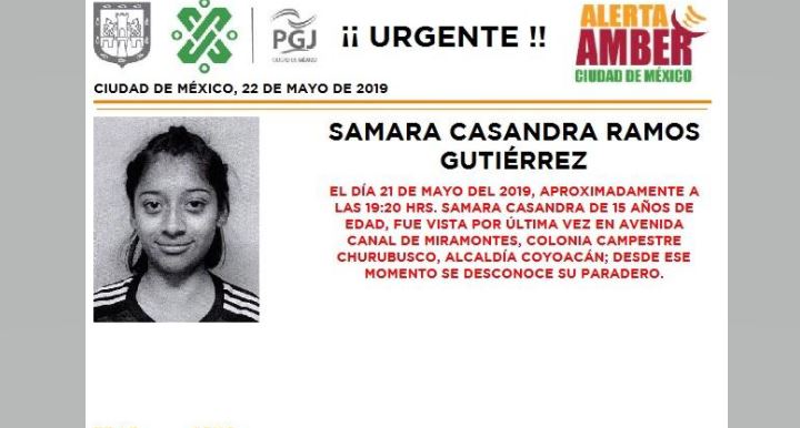 Alerta Amber: Ayuda a localizar a Samara Casandra Ramos Gutiérrez