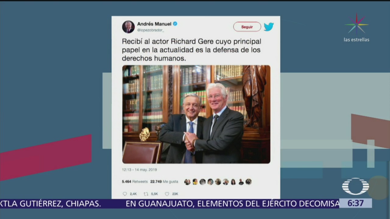 AMLO recibe a Richard Gere en Palacio Nacional