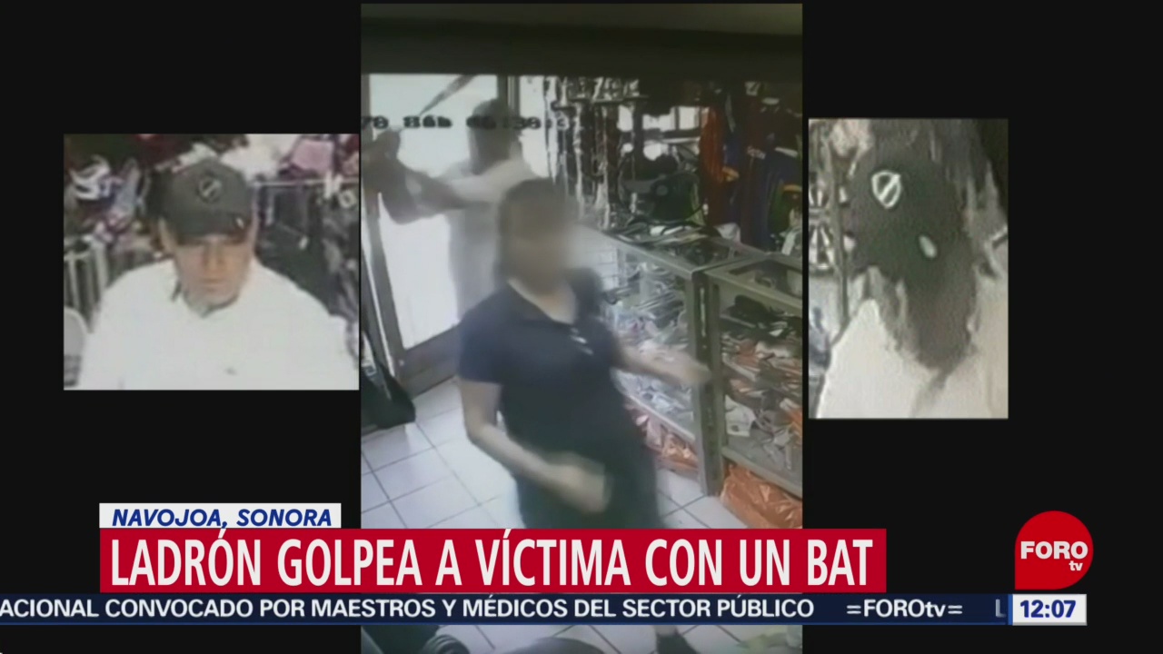 Asaltante golpea a mujer con bat para robar tienda