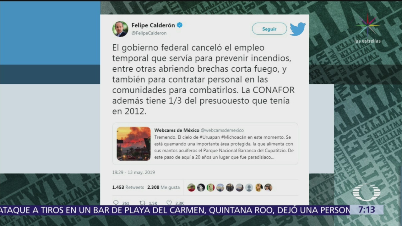 Calderón vs AMLO por reducir presupuesto para prevenir incendios forestales