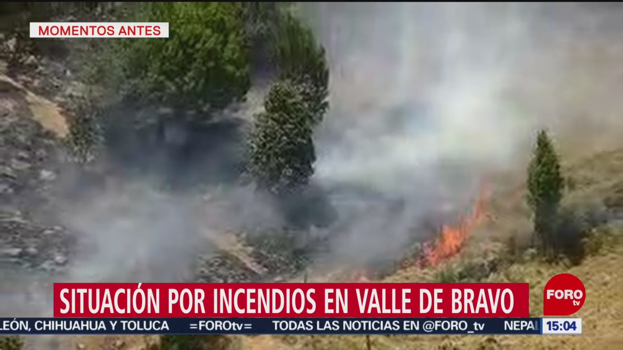 FOTO: Calor complica trabajos para sofocar incendios en Valle de Bravo
