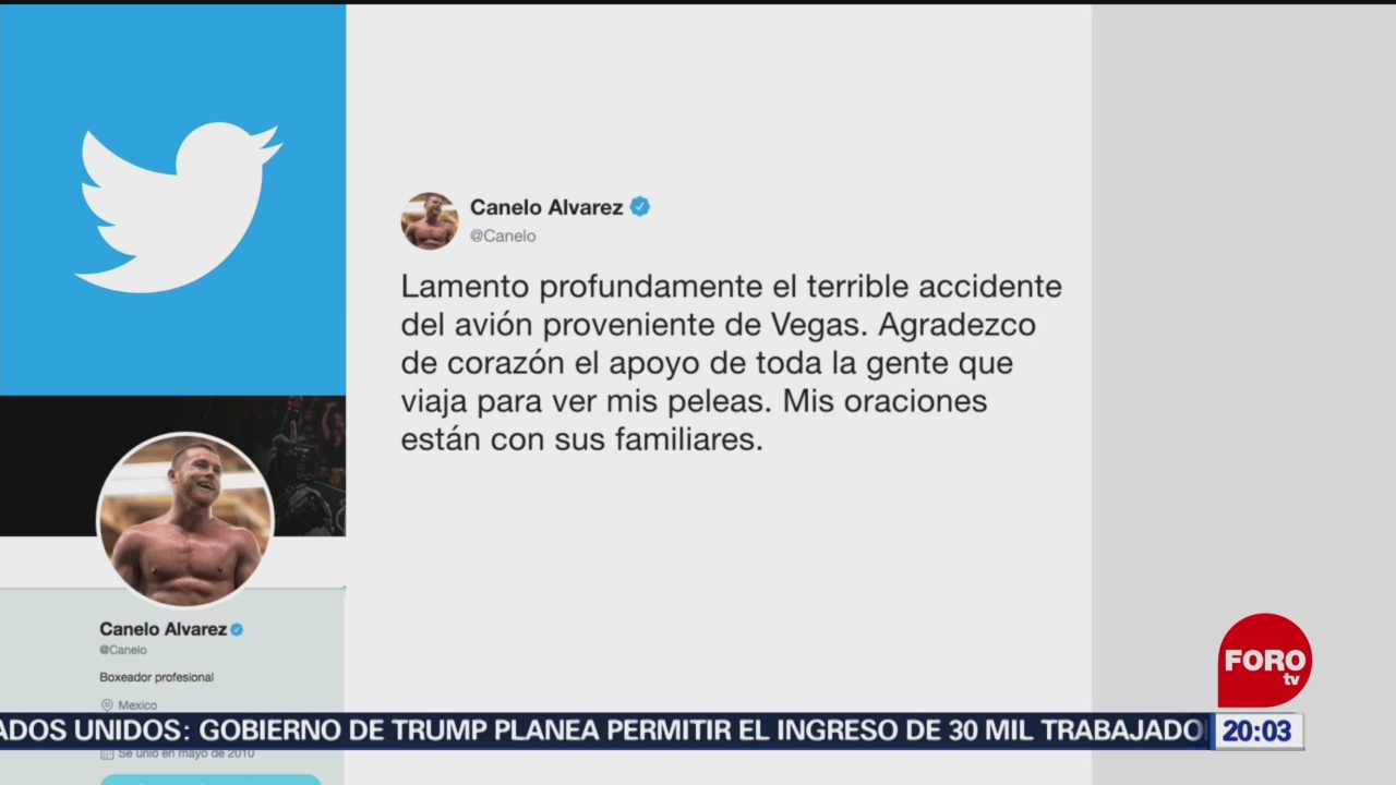 Canelo Álvarez lamenta accidente aéreo de sus aficionados