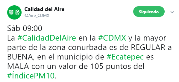 IMAGEN Mala calidad del aire en Ecatepec, Edomex (Twitter @Aire_CDMX 18 mayo 2019)