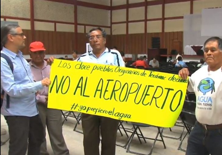 Foto Protestas reunión impacto ambiental aeropuerto Santa Lucía 31 mayo 2019