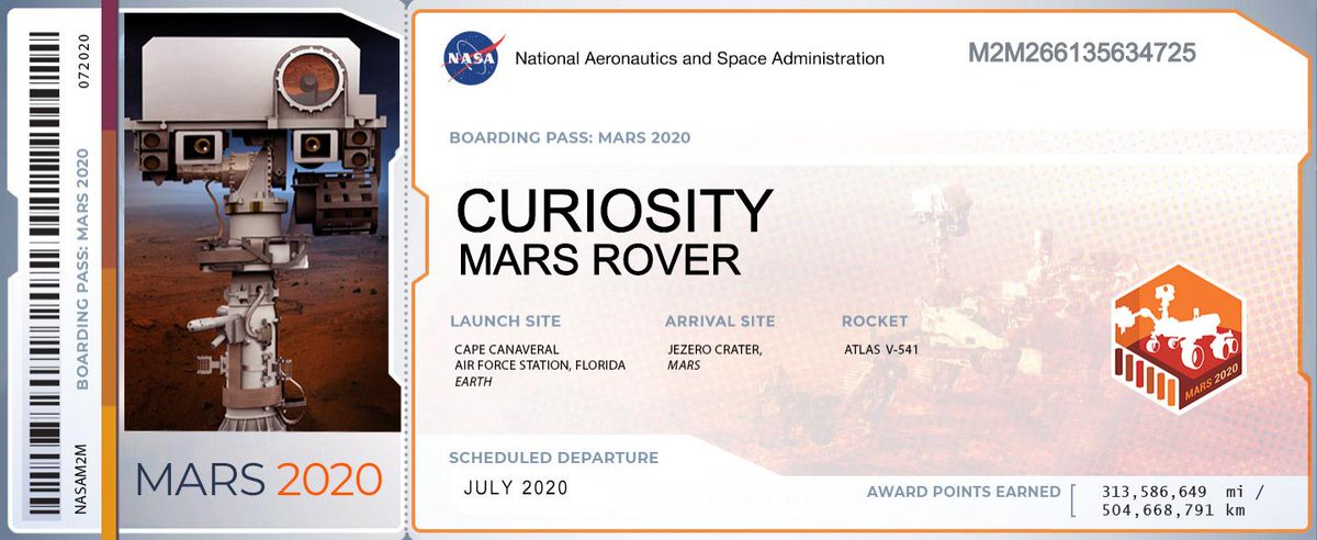 Foto: Tarjeta de embarque digitalizada de la misión Mars 2020. El 22 de mayo de 2019