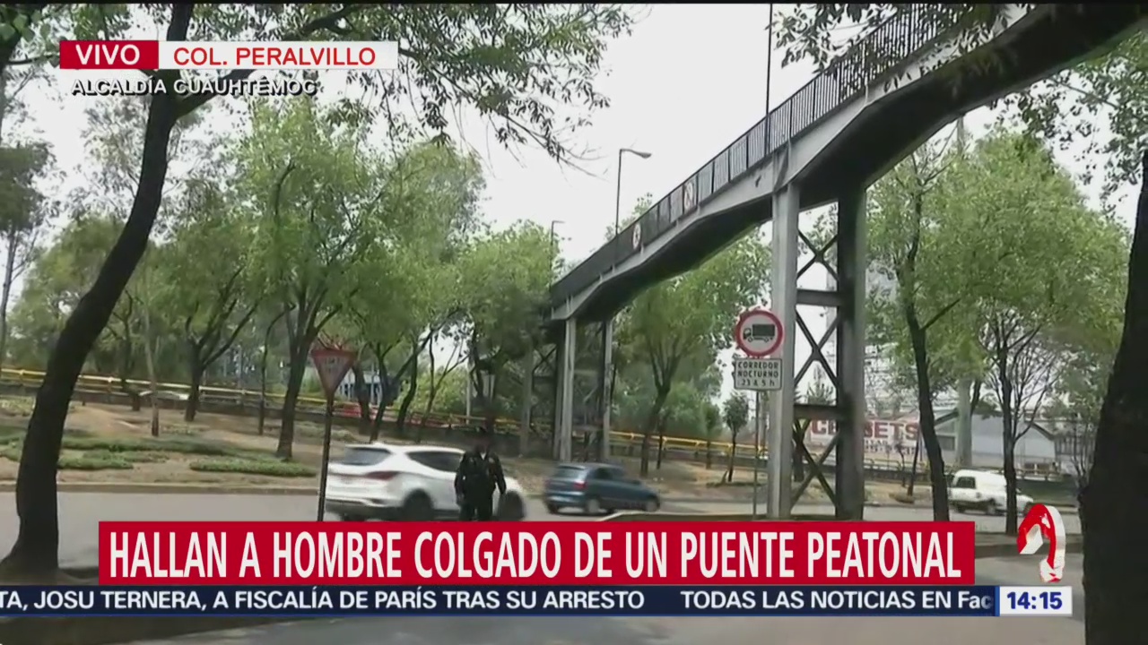 FOTO: Hallan a hombre colgado de puente peatonal en alcaldía Cuauhtémoc, 18 MAYO 2019