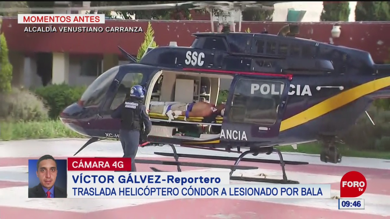 Herido de bala es trasladado en helicóptero al Hospital de Balbuena