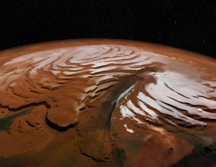 Foto: Las capas se formaron cuando el hielo se acumuló en los polos durante las pasadas eras de hielo marcianas, 22 mayo 2019