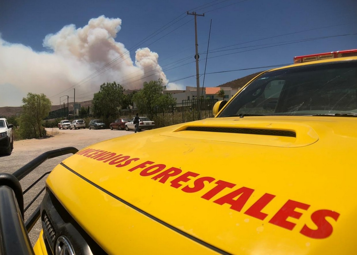 Foto: incendio en la Sierra de San Miguelito, 7 de mayo 2019. Twitter @SSP_SLP