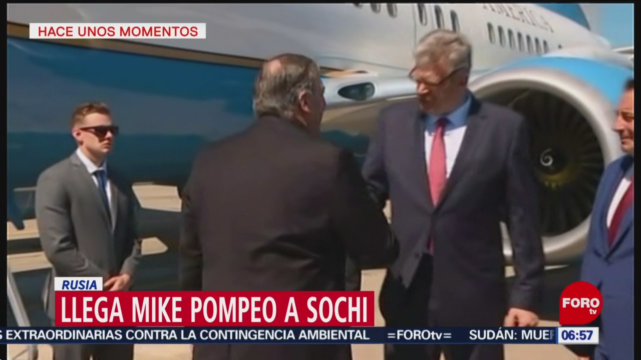Llega Mike Pompeo a Sochi; se reunirá con Serguéi Lavrov