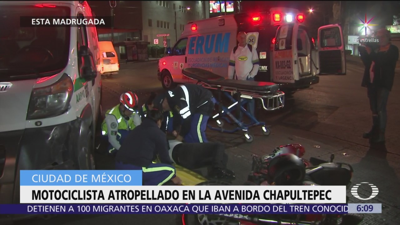 Motociclista es atropellado en avenida Chapultepec