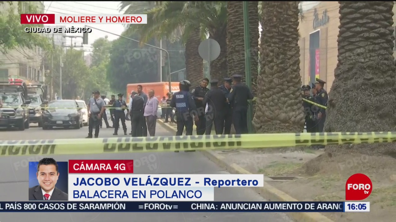 Foto: Muere una persona por balacera en Polanco entre Moliere y Homero