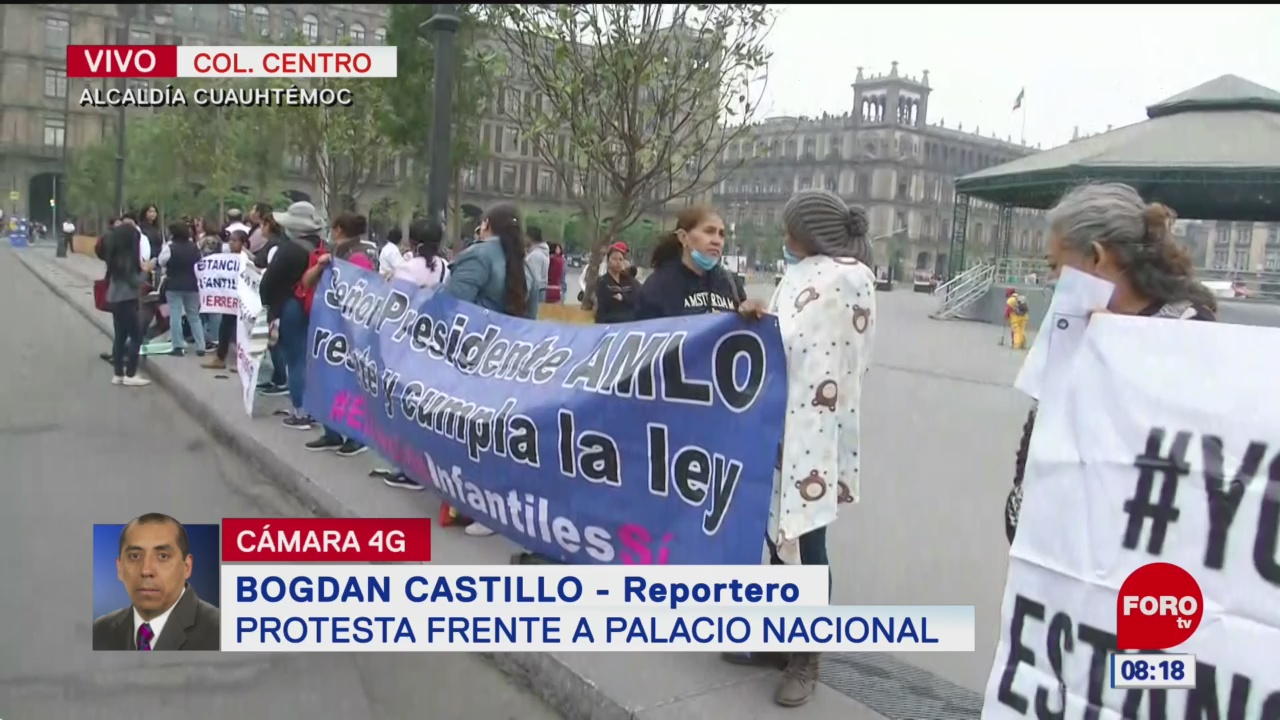 Protestan frente a Palacio Nacional pese a contingencia ambiental