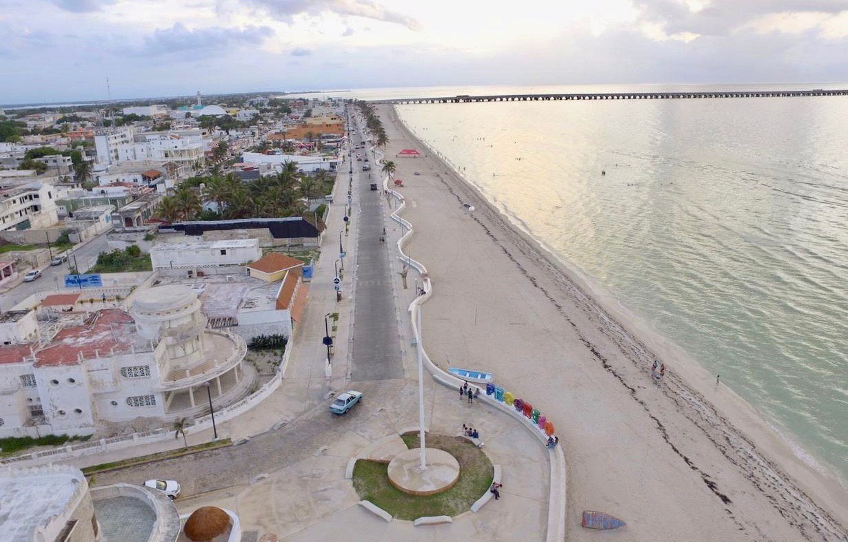 Foto: Imagen de Progreso, ciudad puerto de la península de Yucatán en México, mayo 19 de 2019 (Twitter: @MauVila)