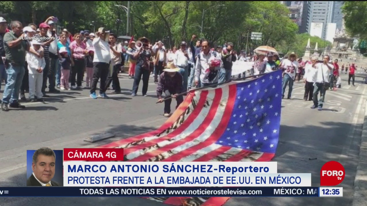 FOTO: Queman bandera de Estados Unidos durante marcha en CDMX, 1 MAYO 2019