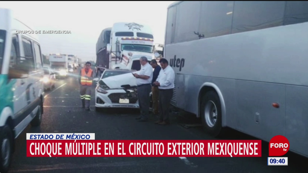 Se registra choque múltiple en el Circuito Exterior Mexiquense (CEM)