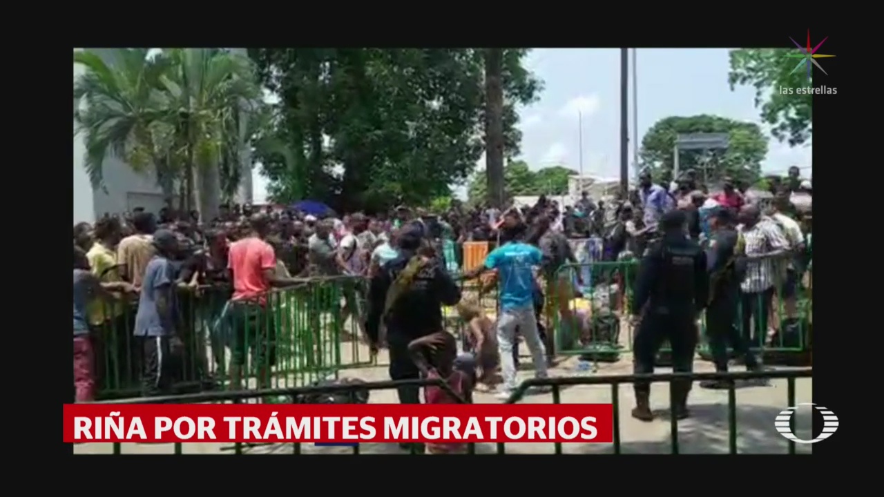 Foto: Enfrentamiento Migrantes Haitianos Cubanos Tapachula Chiapas 23 Mayo 2019