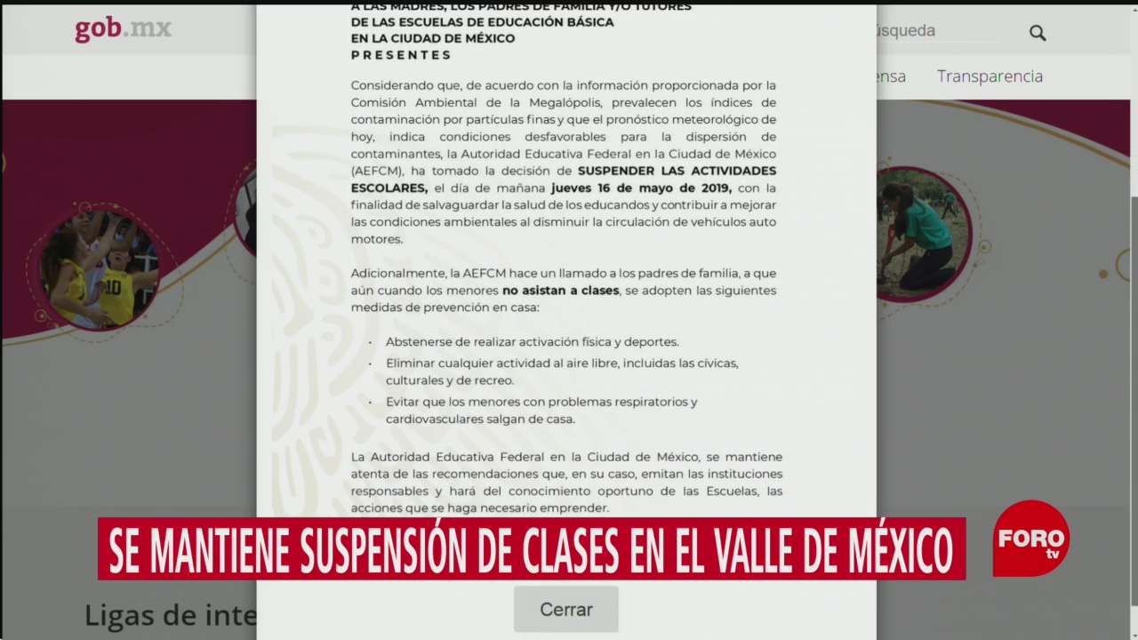 FOTO: SEP mantiene suspensión de clases en el Valle de México