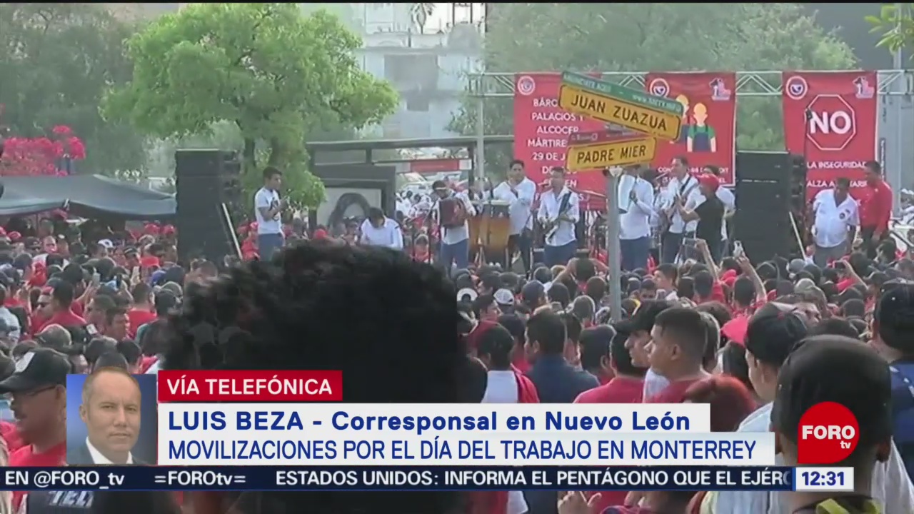 FOTO: Sindicatos y centrales obreras marchan en Monterrey este 1 de mayo, 1 MAYO 2019