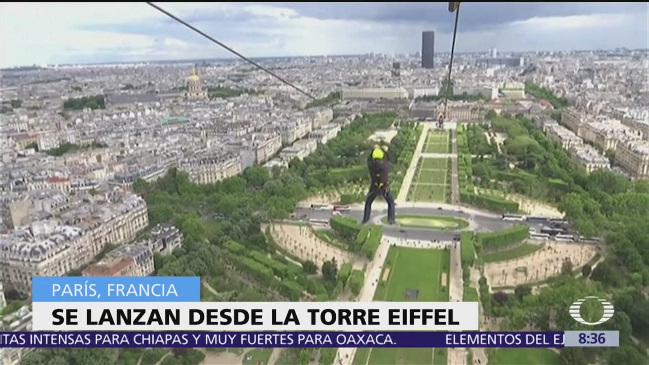 Tirolesa ofrece aventura en la torre Eiffel
