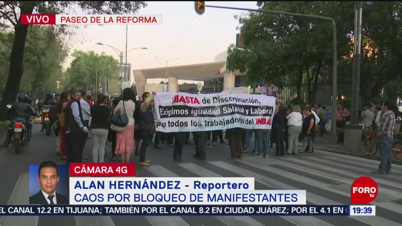 Foto: Trabajadores INBA Bloquean Paseo De La Reforma 8 de Mayo 2019