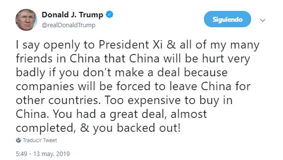 Foto Trump advierte a China de no tomar represalia 13 mayo 2019