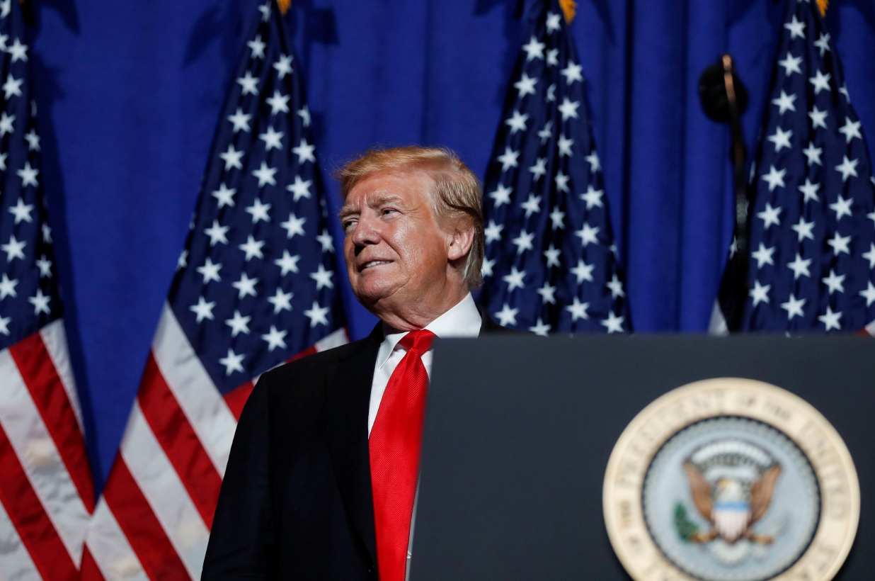 Foto: El Presidente de Estados Unidos, Donald Trump, habla en la Exposición de Reuniones Legislativas y Comercio de la Asociación Nacional de Agentes Inmobiliarios en Washington, mayo 17 de 2019 (Reuters)
