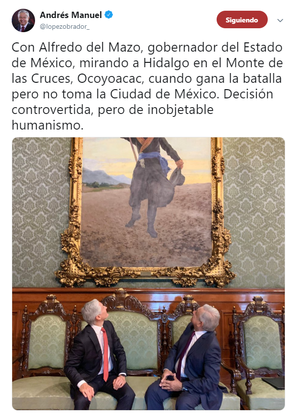 IMAGEN AMLO se reúne con Alfredo del Mazo en Palacio Nacional (Twitter 2 mayo 2019)