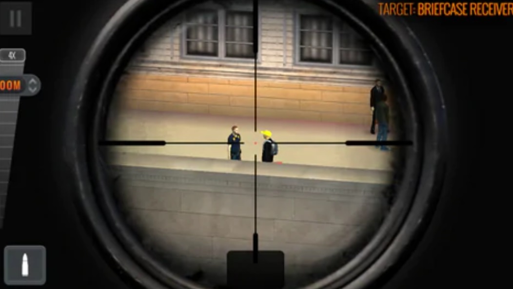 Foto: La compañía brasileña TFG desarrolló el videojuego "Sniper 3D Assassin" y una de sus misiones consiste en asesinar a un periodista, mayo 19 de 2019 (Twitter: @burtoncynthia)