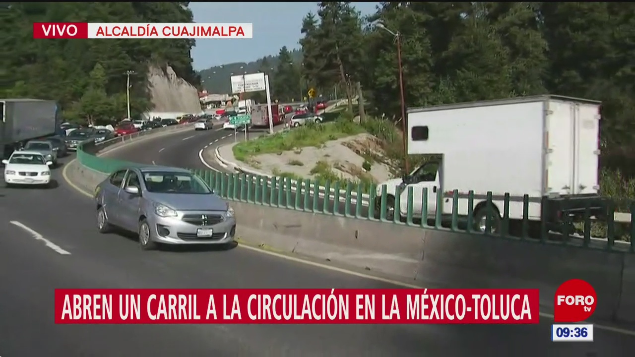 Abren un carril a la circulación en la México-Toluca
