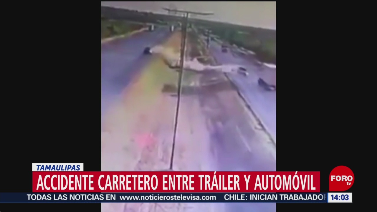 FOTO: Accidente carretero entre tráiler y automóvil en Tamaulipas, 16 Junio 2019