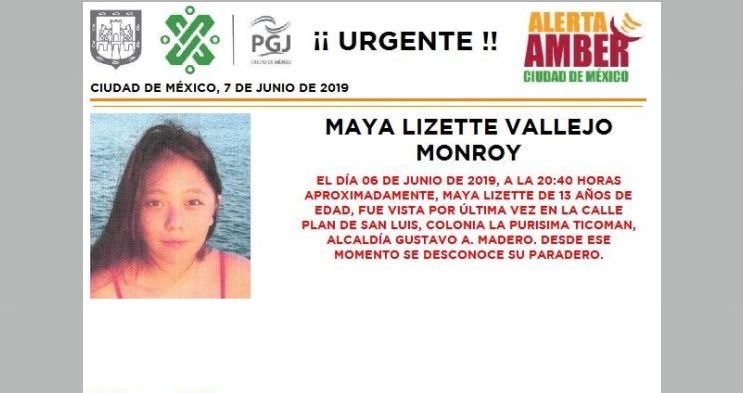 Alerta Amber: Ayuda a localizar a Maya Lizette Vallejo Monroy