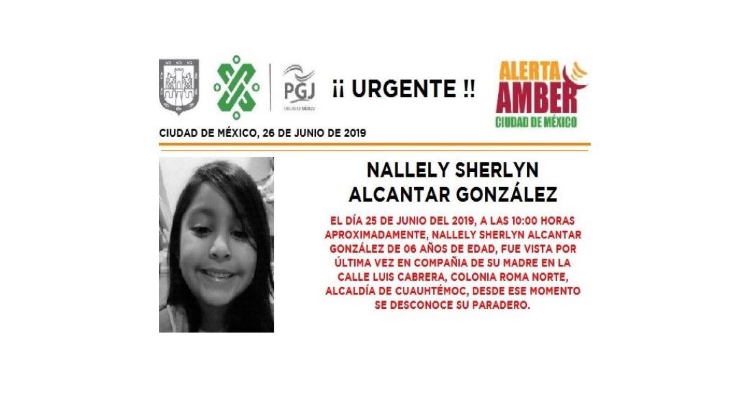 Foto Alerta Amber para Nallely Sherlyn Alcantar González 26 junio 2019
