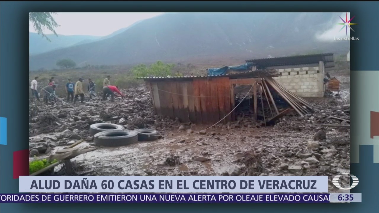Alud daña 60 casas en el centro de Veracruz