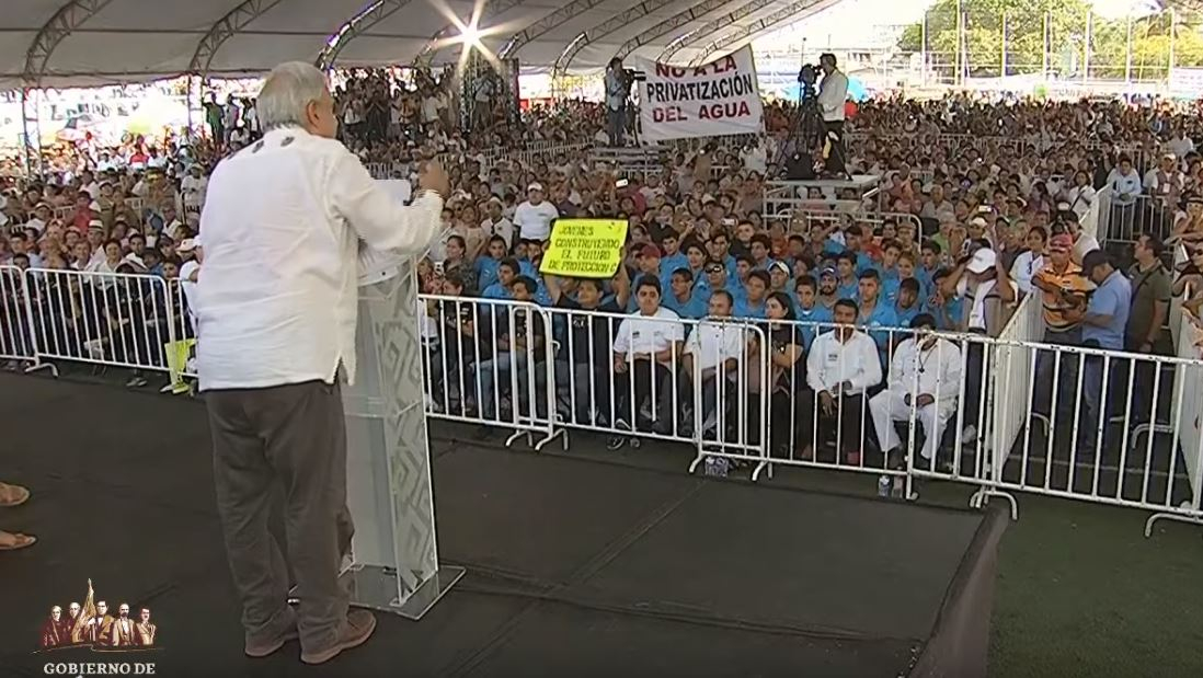 Foto: El presidente Andrés Manuel López Obrador durante un evento en Playa del Carmen, el 23 de junio de 2019 (Gobierno de México) 