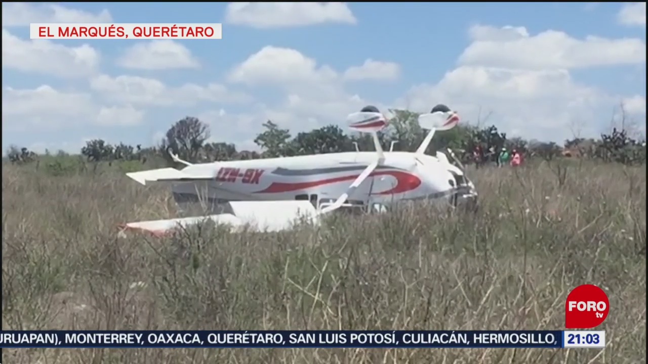 Foto: Avioneta Aterriza Emergencia El Marqués Querétaro 28 Junio 2019