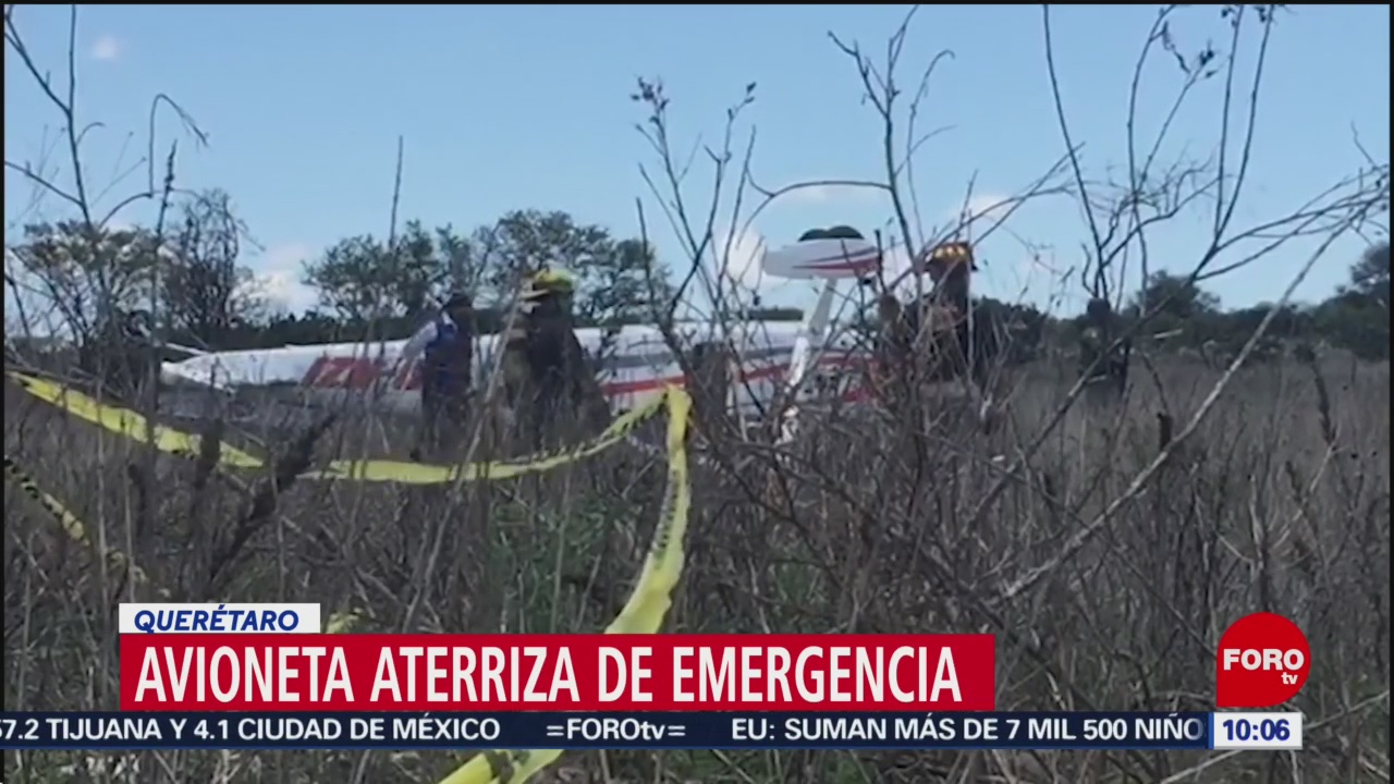 FOTO: Avioneta aterriza de emergencia en Querétaro, 29 Junio 2019
