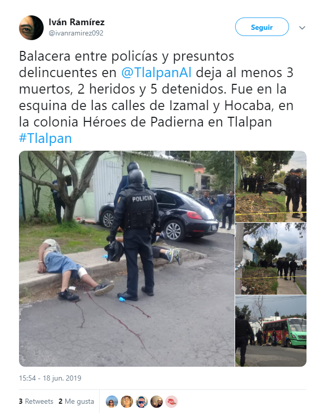 Balacera en Tlalpan deja 2 muertos y varios lesionados