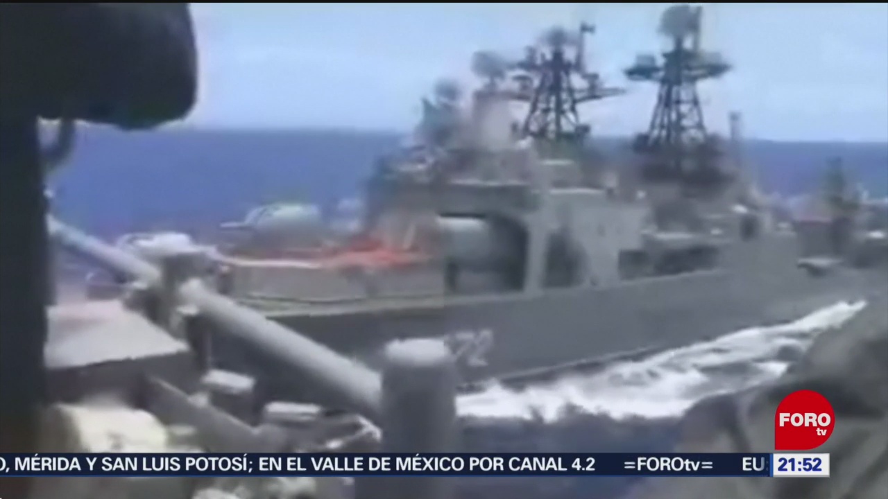 Foto: Buque de guerra estadounidense y otro ruso, a punto de chocar en el Océano Pacífico