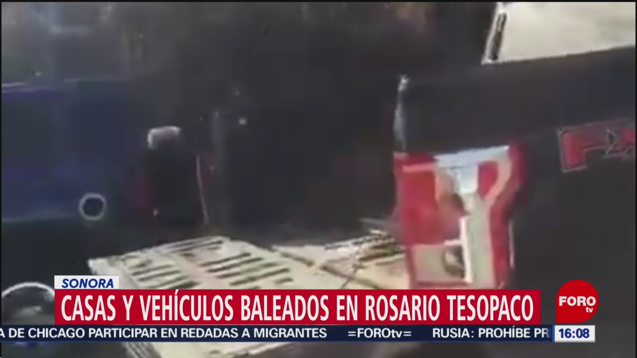 FOTO: Casas y vehículos baleados en Rosario Tesopaco, Sonora, 22 Junio 2019