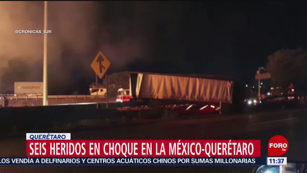 Choque múltiple deja seis heridos en la México-Querétaro