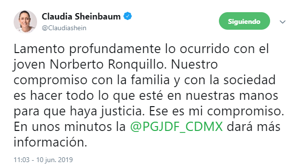 IMAGEN Localizan sin vida a Norberto Ronquillo, estudiante universitario secuestrado (Twitter 10 junio 2019 cdmx)
