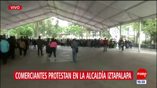 Comerciantes protestan en la alcaldía Iztapalapa