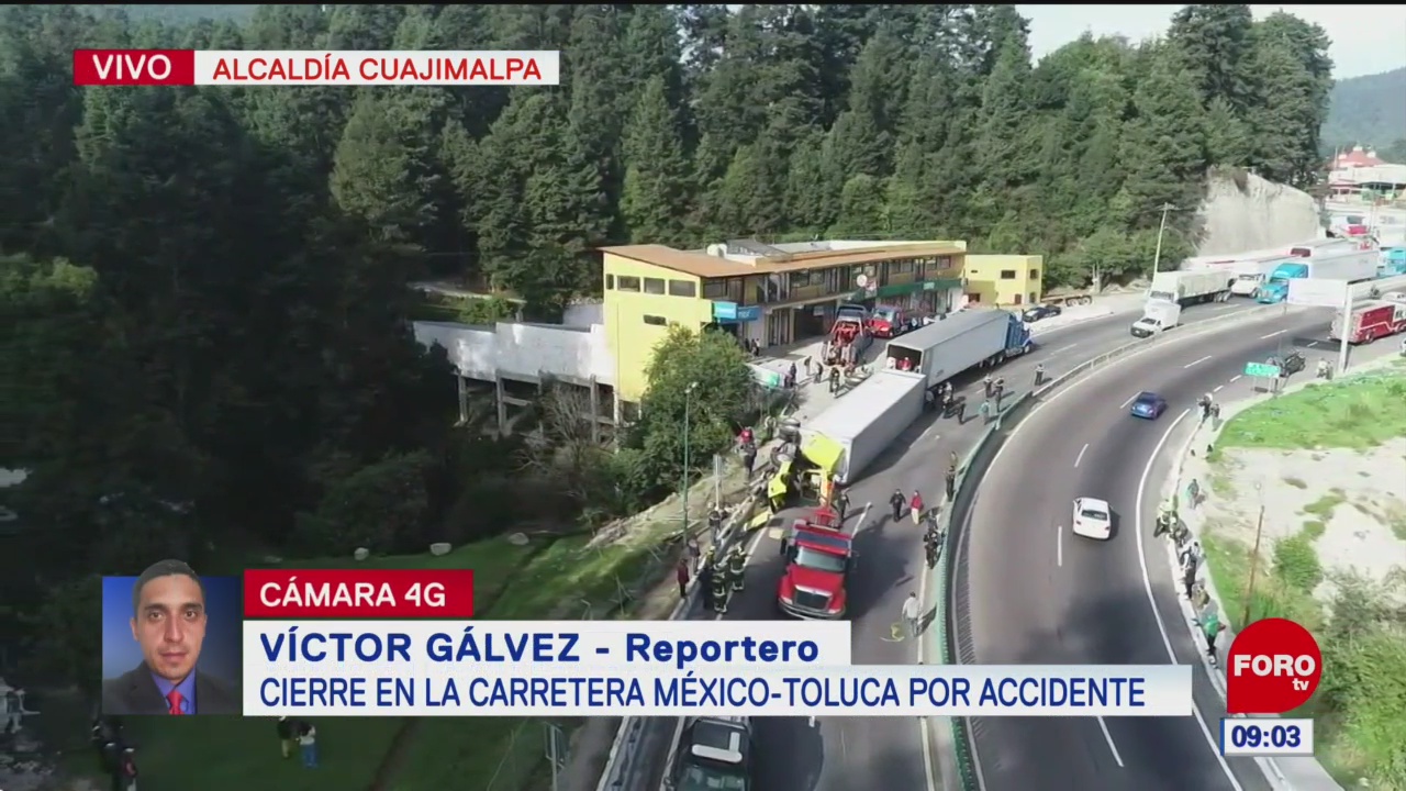 Continúa afectación en la México-Toluca tras volcadura