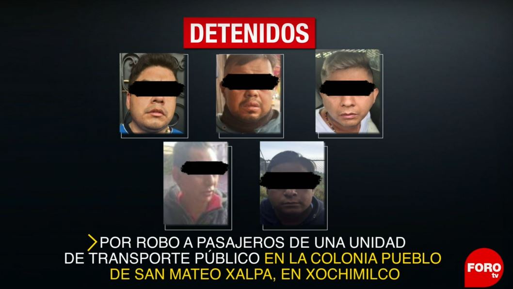 Detienen a 5 hombres por robo a transporte público en CDMX