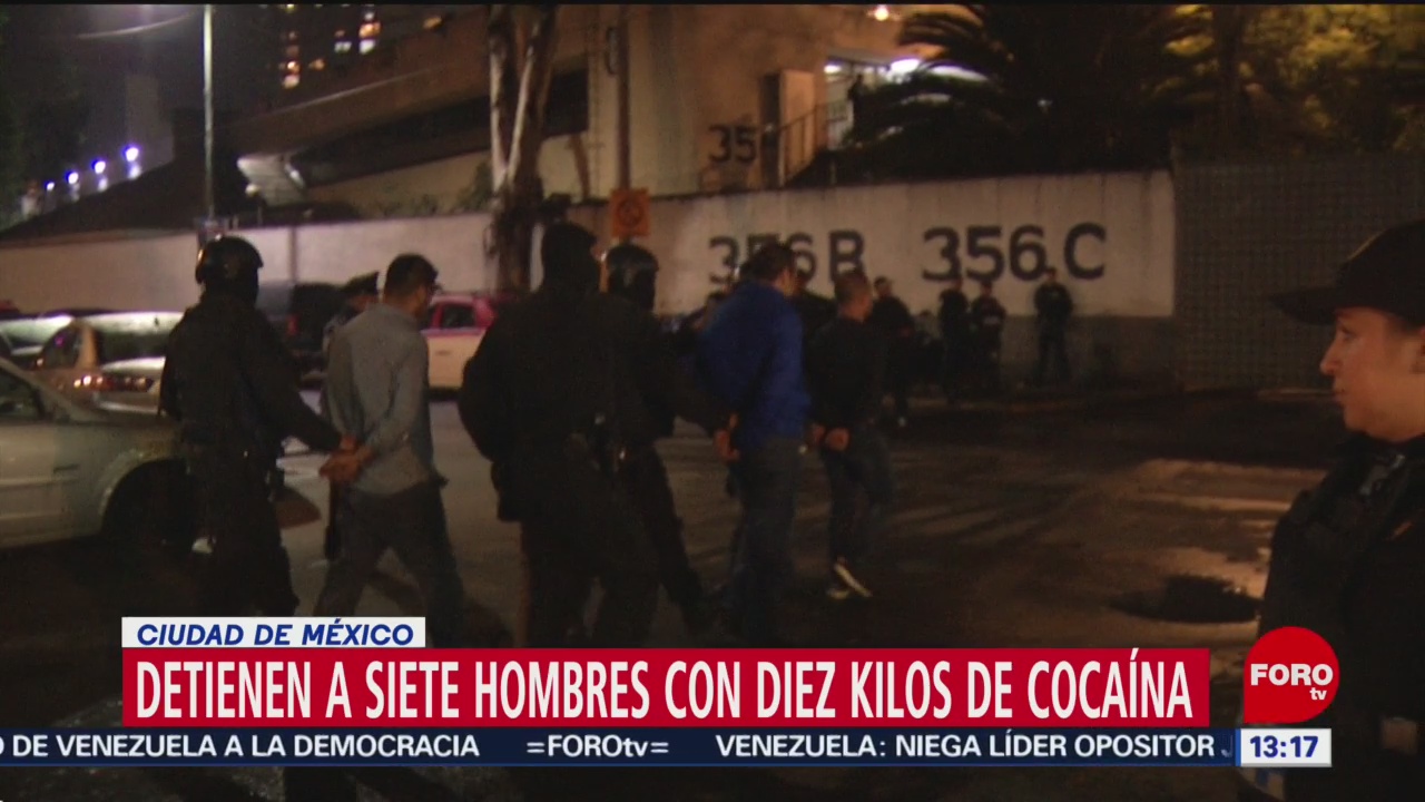 Detienen a siete hombres con 10 kilos de cocaína en CDMX