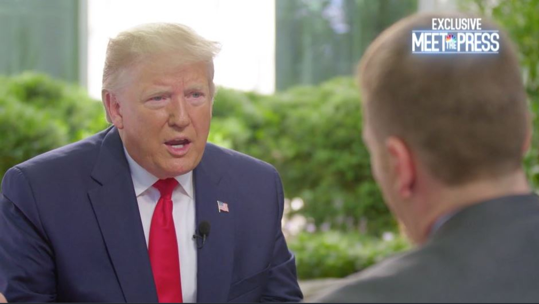 Foto: Donald Trump durante una entrevista en el programa "Meet the Press" de la cadena NBC, 23 junio 2019