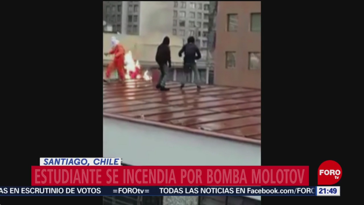 Foto: Estudiante Se Incendia Bomba Molotov Chile 19 Junio 2019