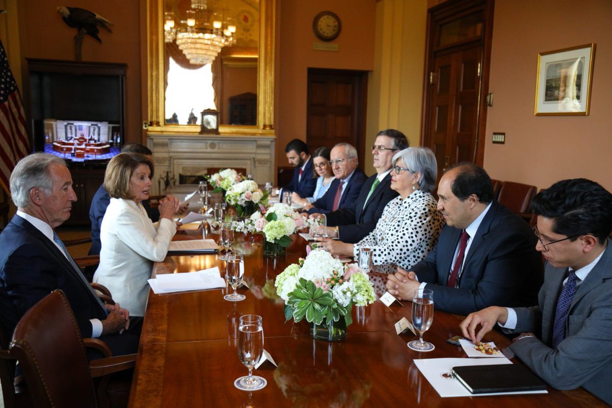 Foto: Comitivas del canciller mexicano Marcelo Ebrard y la líder demócrata Nancy Pelosi se reunieron en Washington, Estados Unidos. El 4 de junio de 2019